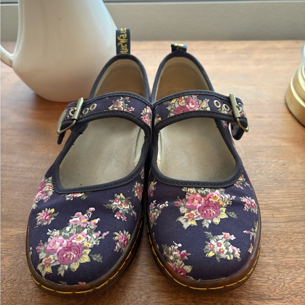 Dr. Martens Blue Floral Mary Jane Shoes